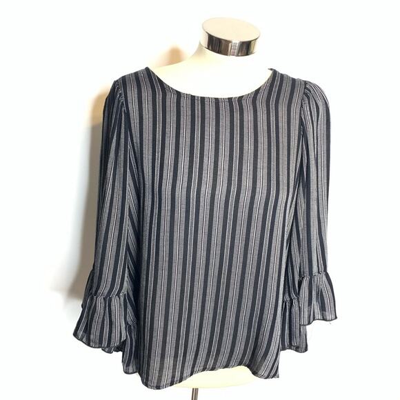 Anthropologie Drew striped flutter bell sleeve top Sz M - Picture 1 of 5